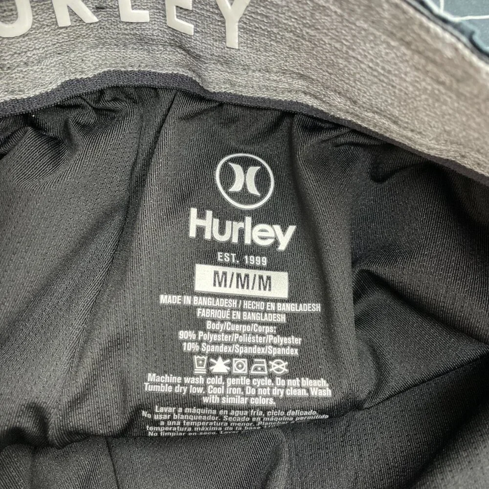 Hurley Men's M Swim Shorts Black Floral Print 4-Way Stretch N0992